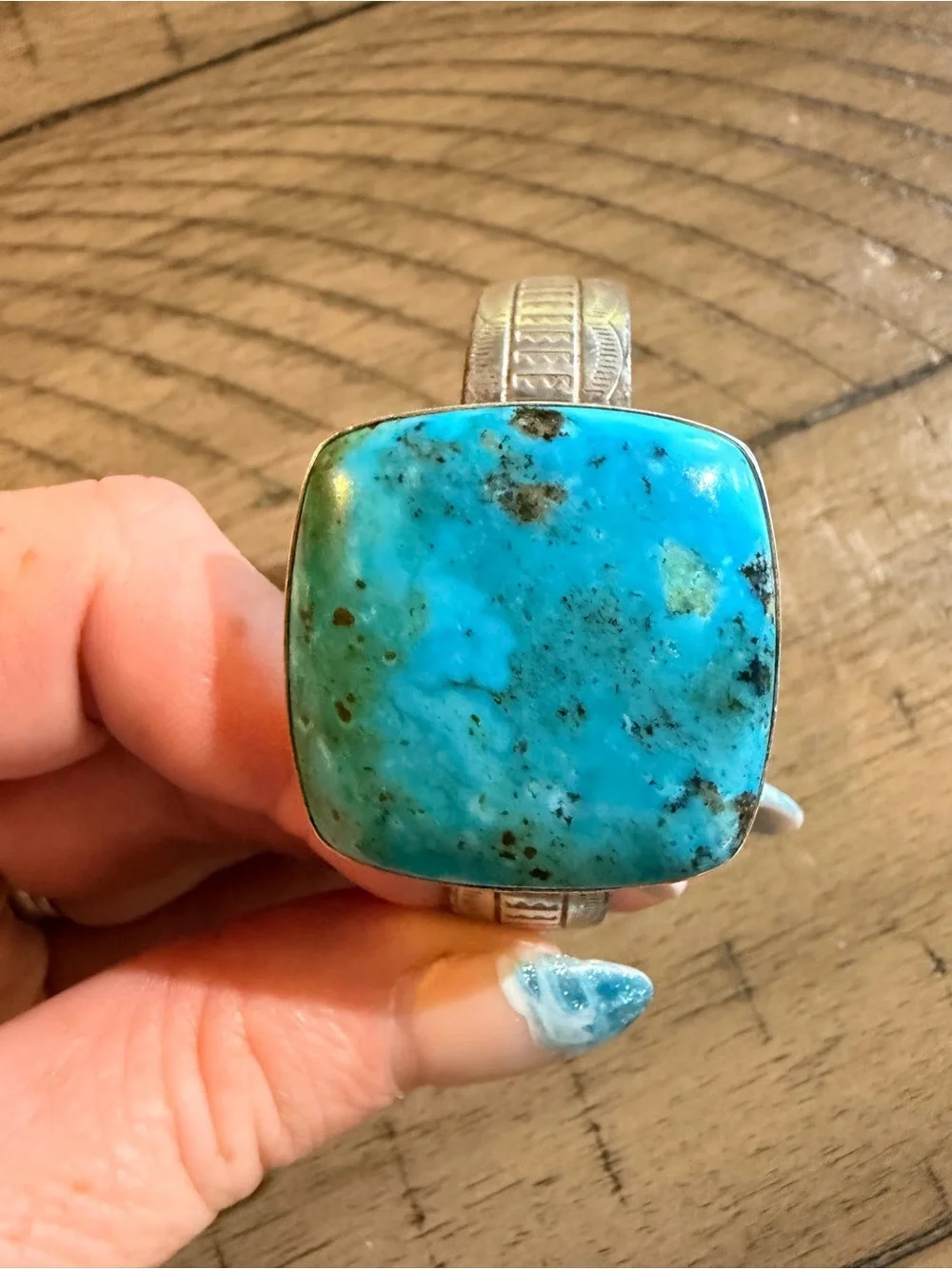 Jay King Turquoise Stone Silver Cuff Bracelet -